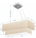 Ver imagem 2 de Lustre Pendente Duplo Retangular Vivare Md-4322 Cúpula em Tecido 99x40cm x 80x30cm - Bivolt - Linho