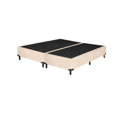 Cama Box Base Queen Suede Bege 158x198x42