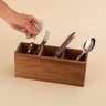 Porta Talheres Organizador de Madeira Acácia com 3 Divisórias - Oikos - 5