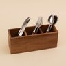 Porta Talheres Organizador de Madeira Acácia com 3 Divisórias - Oikos - 1
