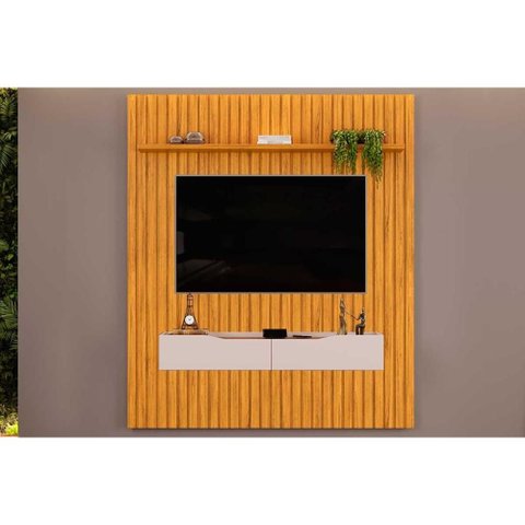Home P/ Tv até 65 Pol Pratic Ripado C/ 2 Gavetas 183x240cm Cedro/bali - Dj Móveis