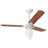 Ventilador Teto Controle Remoto Pera Branco Pás Mogno - 220V - 1