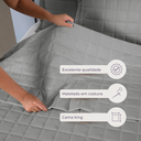 Ver imagem 3 de Kit Colcha Cobre Leito Matelado Casal King Size 3 Peças Dupla Face Soft Cinza