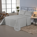 Ver imagem 1 de Kit Colcha Cobre Leito Matelado Casal King Size 3 Peças Dupla Face Soft Cinza