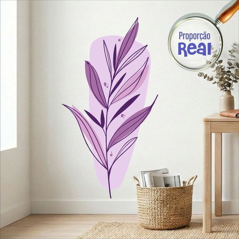 Adesivo Floral Boho Roxo Estilo Nórdico 63x120 Minimalista Mod.03