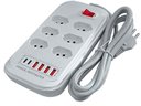 Ver imagem 1 de Protetor Eletrônico Filtro de Linha com Usb 3.4a Carregamento Rapido e Tipo C 6 Tomadas Usb Bivolt e
