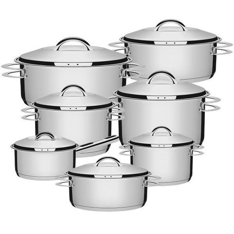 Jogo de Panelas 7 Peças Inox Fundo Triplo Solar Tramontina