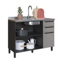 Ver imagem 2 de Balcão de Cozinha para Pia 120 Cm Diamante 2 Portas 3 Gavetas Chumbo/titanio - Indékes