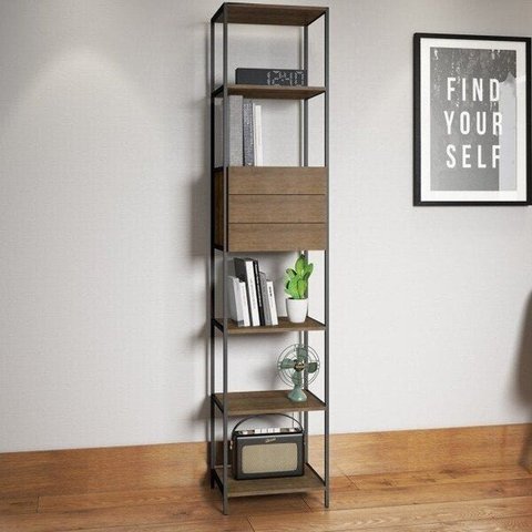 Estante de Livros Industrial Aço 45CMX211,5cm Multiuso 3 Gavetas 5 Prateleiras
