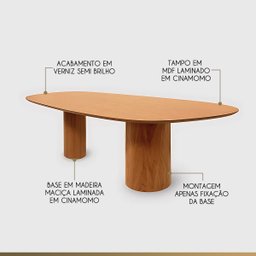 Mesa de Jantar Orgânica em Madeira Maciça para 10 Lugares 240x120cm Dakota Ccs - 3
