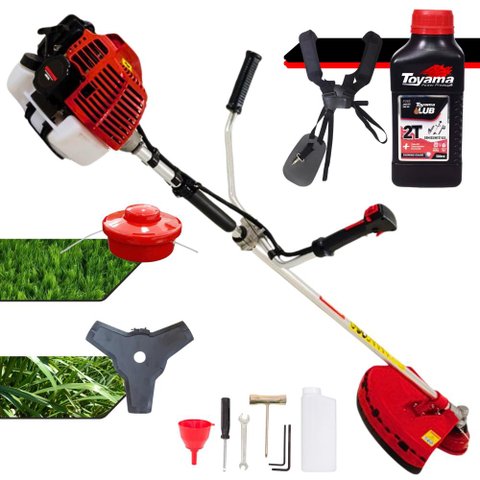 Roçadeira Robusta Kawashima Kw43l 43cc 1,7hp À Gasolina 2t C/ Faca 3 Pontas + Óleo Toyama