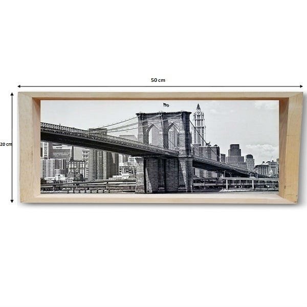 Quadro Decorativo Cofre Ponte Preto e Branco 20x50 - 2
