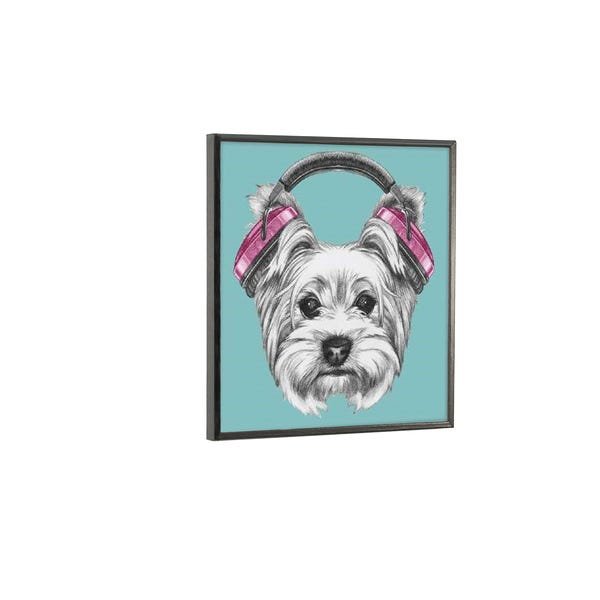 Quadro Barcelona Headphone Dog Azul 30x30cm - 3