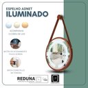 Ver imagem 7 de Espelho Redondo 50 Cm Adnet Iluminado 3 Leds Touch Screen com Alça Costurada - Cobre Alça Caramelo