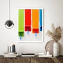 Ver imagem 1 de Quadro Decorativo Rolos de Tinta Colorido - 70x50cm:moldura Branca