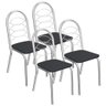 Kit com 4 Cadeiras Estofadas Holanda Cromada 4c009cr Kappesberg Crome - Cromado/courino Preto - 1
