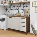 Ver imagem 7 de Balcao com Tampo 3p 2g 120 Cm Mad Versalhes Nogueira Off White Ktp