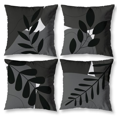 Kit 4 Almofadas Cheias 40cm X 40cm Decorativas Estampadas Digital Sala Sofá Quarto Folhagens