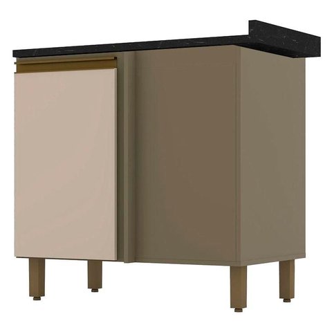 Balcão de Cozinha Connect Canto Reto Duna Cristal com Tampo Nero – Henn