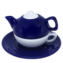 Ver imagem 1 de Bule , Xicara e Pires de Cerâmica:azul Escuro e Branco