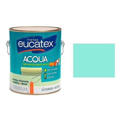 Tinta Azulejo Verde Água Eucatex Base Água 3,6Lt Brilhante
