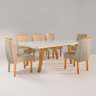 Sala de Jantar 160x80 MDF/Vidro 6 Cadeiras de Linho Alba Bom Pastor - 1
