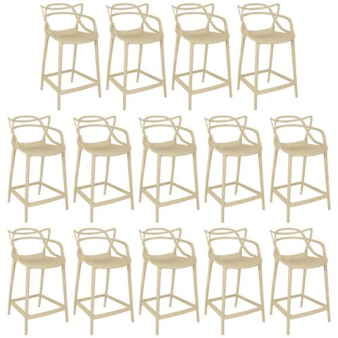 Kit 14 Banquetas Média Allegra 66cm Design Cozinha/bancada - Nude
