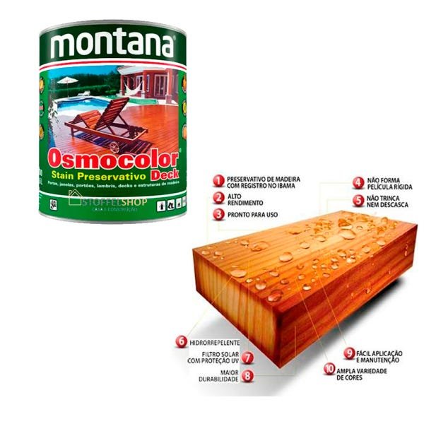 Osmocolor Montana Stain Castanho Uv Deck Madeira 900ml - 3