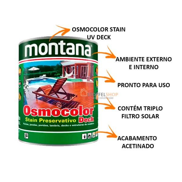 Osmocolor Montana Stain Castanho Uv Deck Madeira 900ml - 2