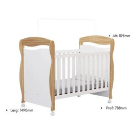 Berço Peroba Junior Americano Branco com Amêndoa Infantil Branco Amêndoa - 4