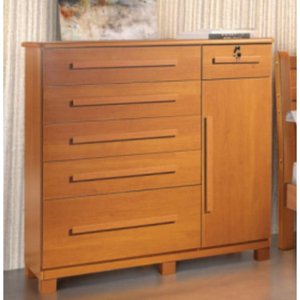 Cômoda 046 6 Gavetas 1 Porta com Sapateira e Pés 100% Mdf Cinamomo - Móveis Valverde