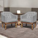 Ver imagem 1 de Kit 02 Poltronas Decorativa Grécia no Linho - Dritex Decor:linho Cinza