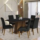 Ver imagem 1 de Conjunto Sala de Jantar Mesa Tampo de Madeira 6 Cadeiras Rustic/preto/oxford Britney Madesa
