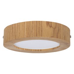 Plafon Wood Madeira Redondo Led 18w Bivolt Freijó:6500k Branco Frio - 1