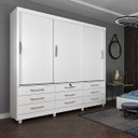 Ver imagem 2 de Guarda Roupa Chicago 3 Portas 9 Gavetas com Pés Tcil Móveis:branco