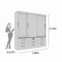 Ver imagem 5 de Guarda Roupa Chicago 3 Portas 9 Gavetas com Pés Tcil Móveis:branco