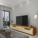 Ver imagem 1 de Rack para TV Requinte 212 com LED Rodízios Naturale Off White - Gelius