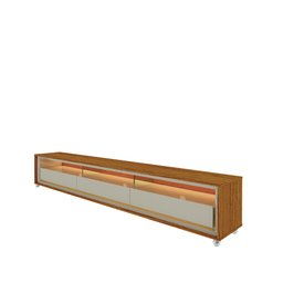 Rack para TV Requinte 212 com LED Rodízios Naturale Off White - Gelius - 2