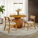 Ver imagem 1 de Conjunto de Jantar Harmony com Mesa Redonda e 4 Cadeiras de Madeira Maciça Estofadas com Encosto Tel