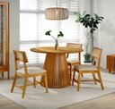 Ver imagem 7 de Conjunto de Jantar Harmony com Mesa Redonda e 4 Cadeiras de Madeira Maciça Estofadas com Encosto Tel