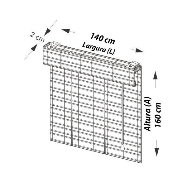 Persiana Bambu Romana Aruba 140 (L) X 160 (A) cm Cortina Madeira Com Bandô 1,40 x 1,60 Bege Acacia - 3