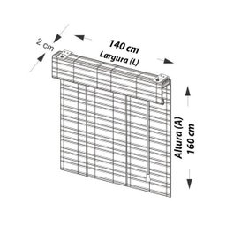 Persiana Bambu Romana Aruba 140 (L) X 160 (A) cm Cortina Madeira Com Bandô 1,40 x 1,60 Bege Acacia - 3