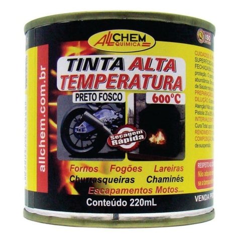 Tinta Alta Temperatura Preto Allchem 220ml