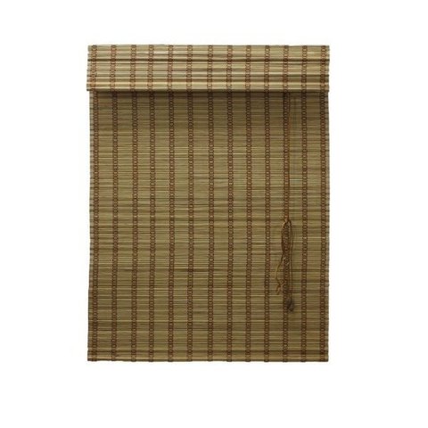 Persiana Bambu Romana Caramelo 120 (l) X 220 (a)cm Cortina Madeira Roman Shade com Bandô 1.20 X 2,20