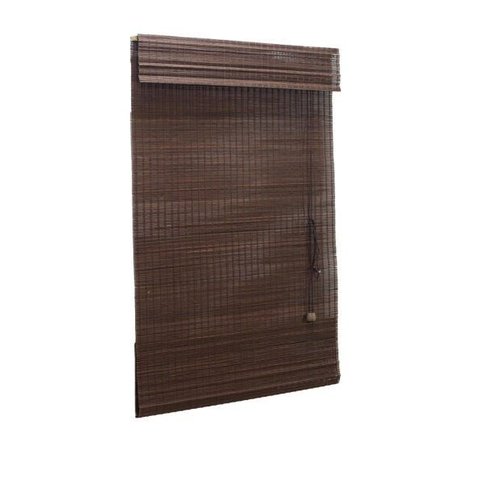 Persiana Bambu Romana Tabaco 140 (l) X 160 (a) Cm Cortina Madeira Roman Shade com Bandô 1,40 X 1,60