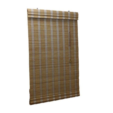 Persiana Bambu Romana Bege 160 (L) X 180 (A)cm Cortina Madeira Roman Shade com Bandô 1,60 x 1,80