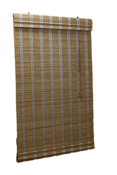 Persiana Bambu Romana Bege 100 (L) x 180 (A)cm Cortina Madeira Roman Shade com Bandô 1,00 x 1,80
