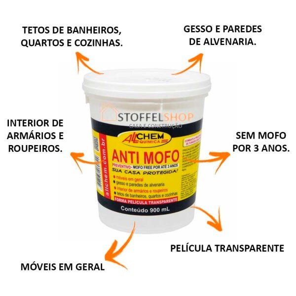 Anti Mofo Preventivo 900Ml sem Mofo 3 Anos + Trincha Pincel - 2