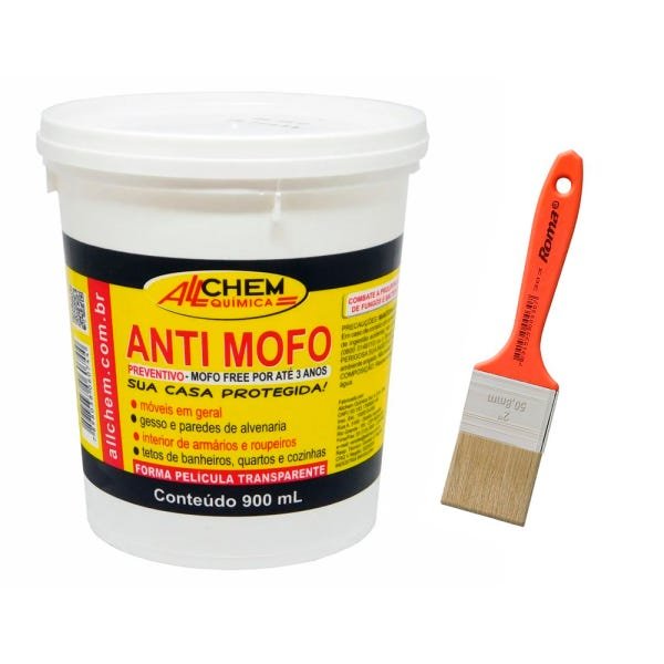 Anti Mofo Preventivo 900Ml sem Mofo 3 Anos + Trincha Pincel - 1
