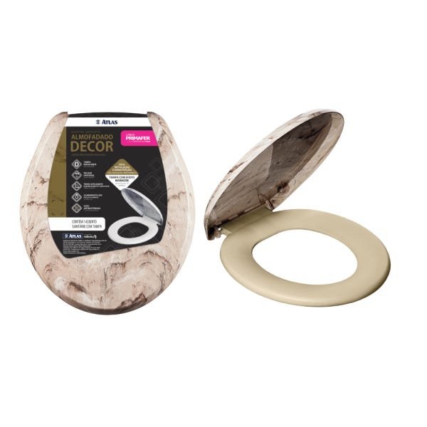 Assento Sanitário Almof Decor Plast Bege Atlas - 1